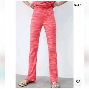ZARA | Rib Texture Pink Pull On Pants Size Small